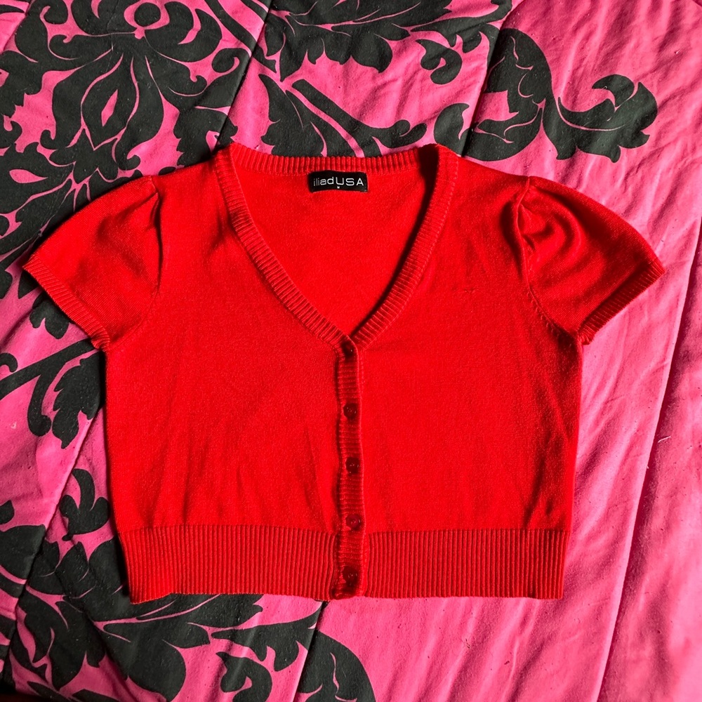 Womens Button Down Short Sleeve Bolero Cropped Cardigan Sweater